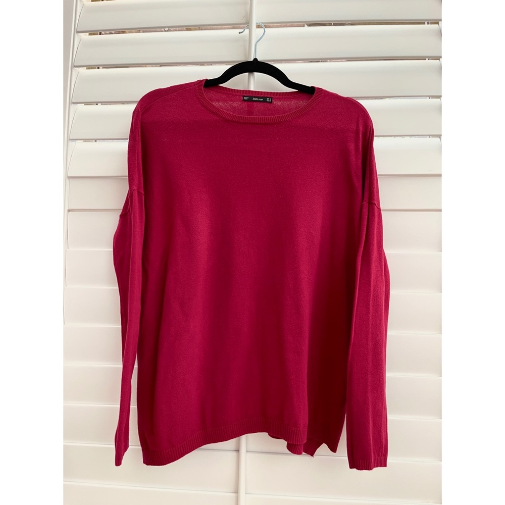 Zara Burgundy Red Light Knit Sweater